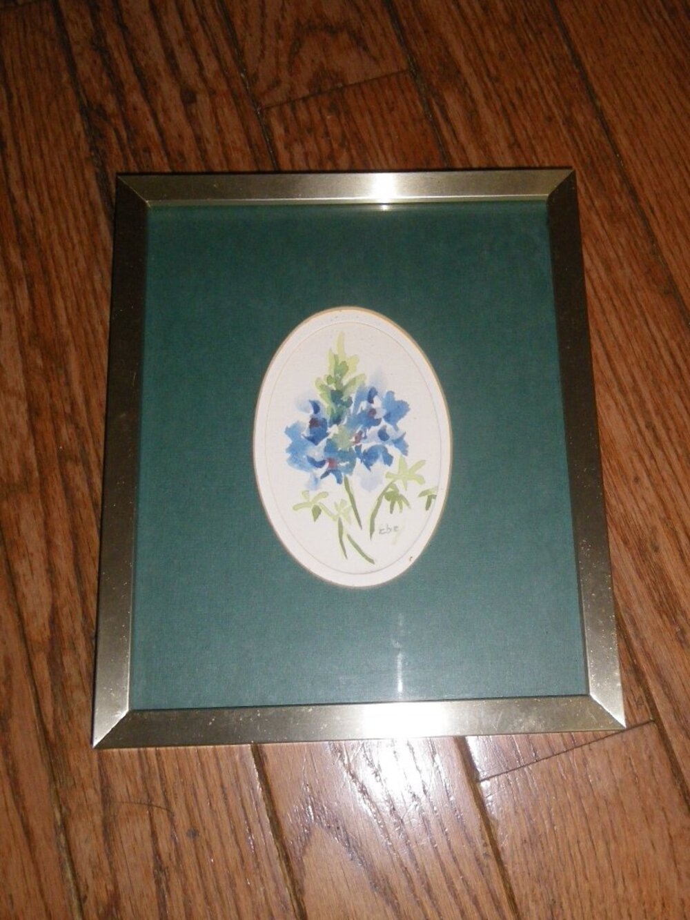 Vintage Small Framed Watercolor Painting Iris Flowers